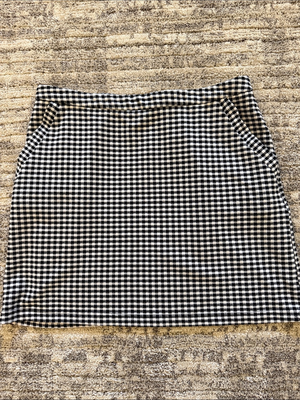 Skies Are Blue Black & White Gingham Mini Skirt